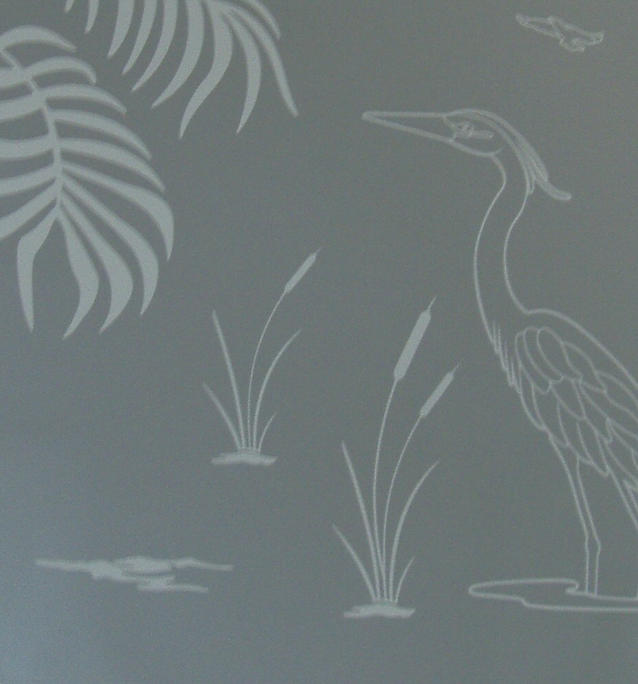 etched glass heron decals 