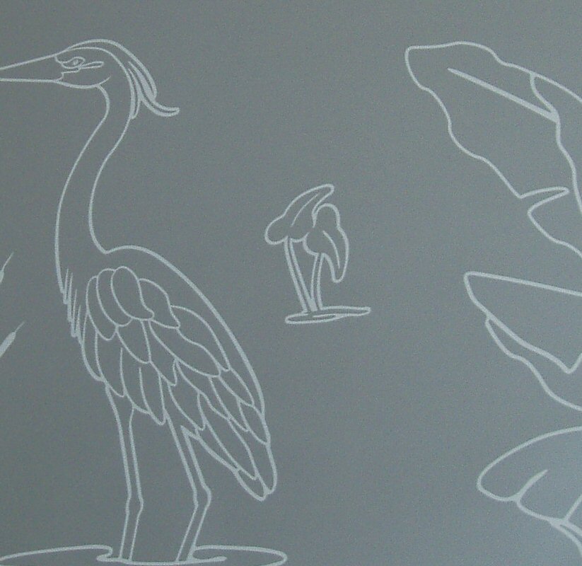 etched glass heron decals 